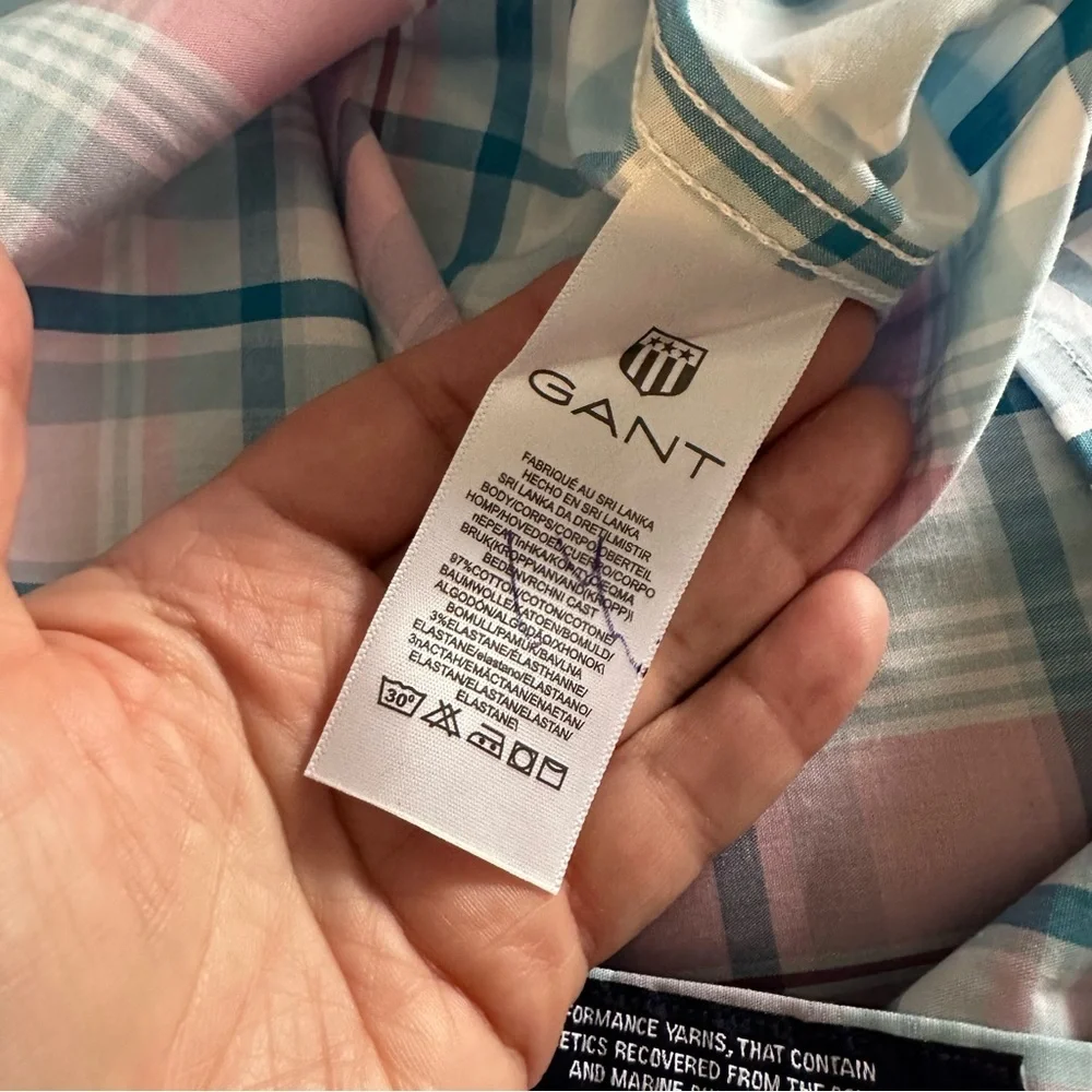 GANT Men’s L/S Button Down Shirt, Cotton, Size XL / 42, Pink & Blue Plaid - Picture 7 of 7